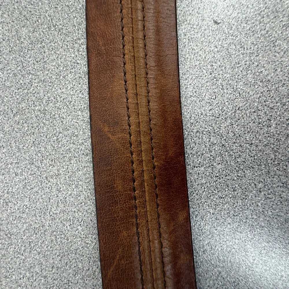 Cole Haan Belt Mens 36 Brown Leather Stitched Classic Everyday Casual Distress